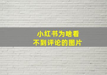 小红书为啥看不到评论的图片