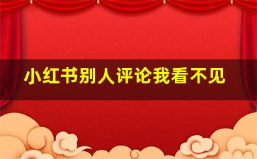 小红书别人评论我看不见