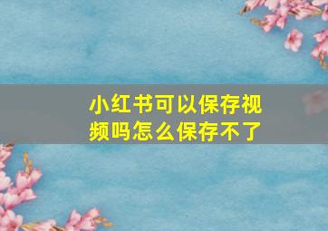 小红书可以保存视频吗怎么保存不了