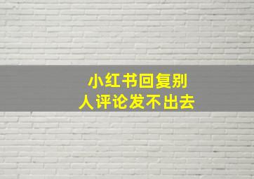 小红书回复别人评论发不出去