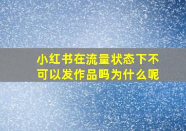 小红书在流量状态下不可以发作品吗为什么呢