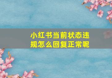 小红书当前状态违规怎么回复正常呢