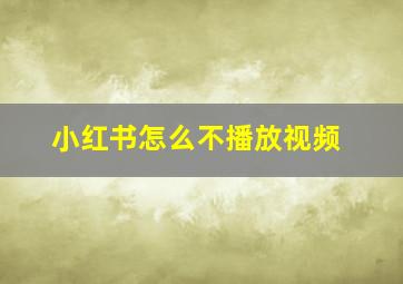 小红书怎么不播放视频