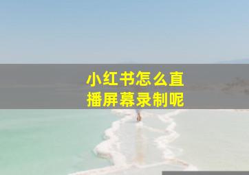 小红书怎么直播屏幕录制呢