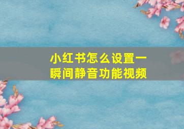 小红书怎么设置一瞬间静音功能视频