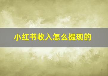 小红书收入怎么提现的