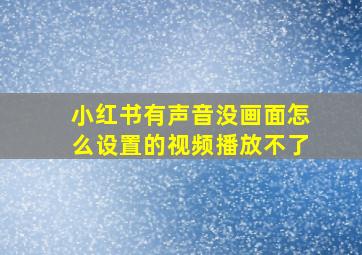 小红书有声音没画面怎么设置的视频播放不了