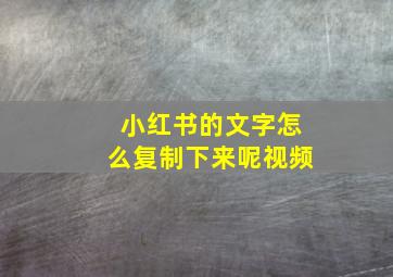 小红书的文字怎么复制下来呢视频