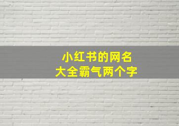 小红书的网名大全霸气两个字