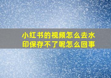 小红书的视频怎么去水印保存不了呢怎么回事