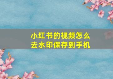 小红书的视频怎么去水印保存到手机