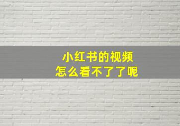 小红书的视频怎么看不了了呢