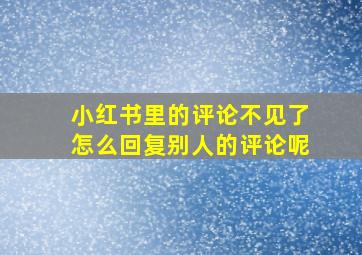 小红书里的评论不见了怎么回复别人的评论呢