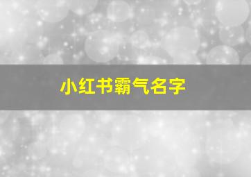 小红书霸气名字