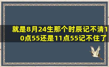 就是8月24生那个时辰记不清10点55还是11点55记不住了