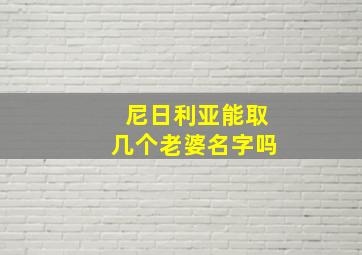 尼日利亚能取几个老婆名字吗