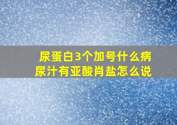 尿蛋白3个加号什么病尿汁有亚酸肖盐怎么说