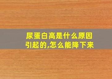 尿蛋白高是什么原因引起的,怎么能降下来