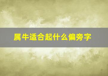 属牛适合起什么偏旁字