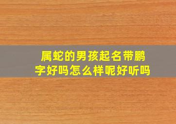 属蛇的男孩起名带鹏字好吗怎么样呢好听吗