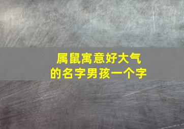 属鼠寓意好大气的名字男孩一个字