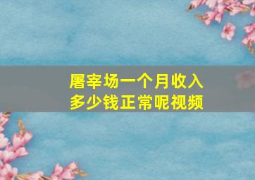 屠宰场一个月收入多少钱正常呢视频