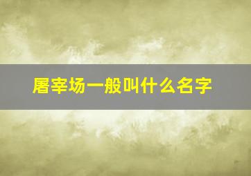 屠宰场一般叫什么名字