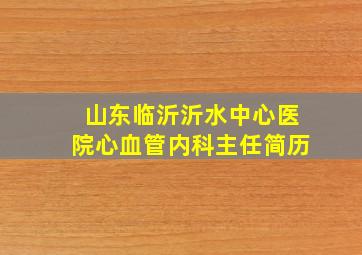 山东临沂沂水中心医院心血管内科主任简历