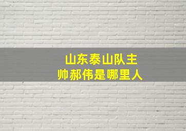 山东泰山队主帅郝伟是哪里人