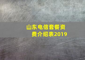 山东电信套餐资费介绍表2019