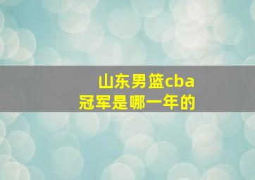 山东男篮cba冠军是哪一年的