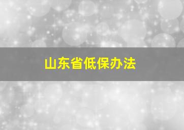 山东省低保办法