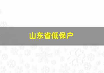 山东省低保户