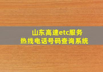 山东高速etc服务热线电话号码查询系统