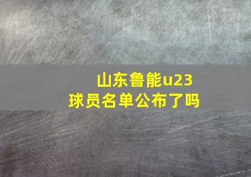 山东鲁能u23球员名单公布了吗