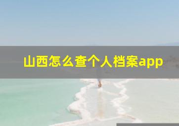 山西怎么查个人档案app