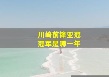 川崎前锋亚冠冠军是哪一年