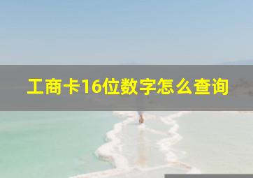 工商卡16位数字怎么查询