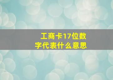 工商卡17位数字代表什么意思