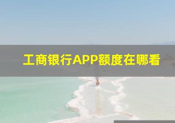 工商银行APP额度在哪看