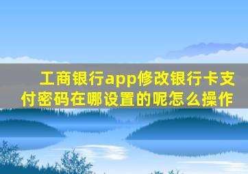 工商银行app修改银行卡支付密码在哪设置的呢怎么操作