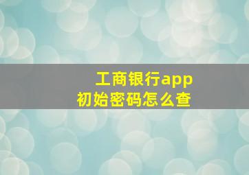 工商银行app初始密码怎么查