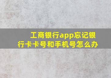 工商银行app忘记银行卡卡号和手机号怎么办