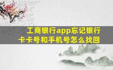 工商银行app忘记银行卡卡号和手机号怎么找回