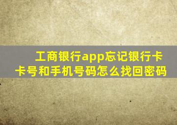 工商银行app忘记银行卡卡号和手机号码怎么找回密码