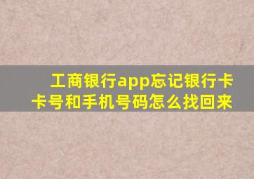 工商银行app忘记银行卡卡号和手机号码怎么找回来