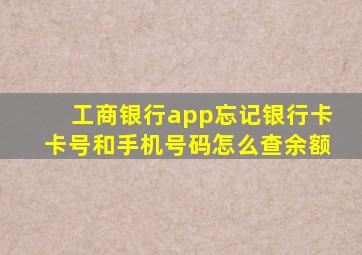 工商银行app忘记银行卡卡号和手机号码怎么查余额