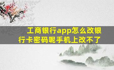 工商银行app怎么改银行卡密码呢手机上改不了