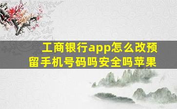 工商银行app怎么改预留手机号码吗安全吗苹果