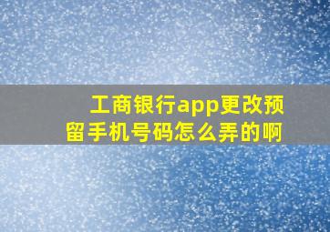 工商银行app更改预留手机号码怎么弄的啊